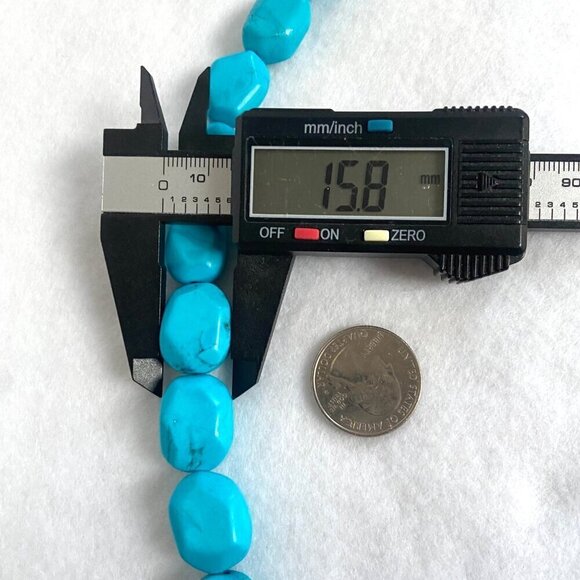 Sterling Silver 925 Southwest Style Chunky Beaded Dyed Turquoise Necklace 17.5" - Picture 14 of 16